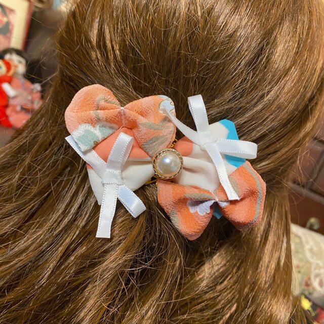 着物リメイク ハンドメイド おりぼん クリップ ヘアアクセサリー 和洋
