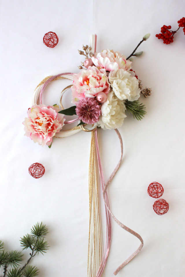 ＊夢眩水引のしめ縄飾り＊アーティフィシャルフラワー 新春 玄関飾り 正月飾り