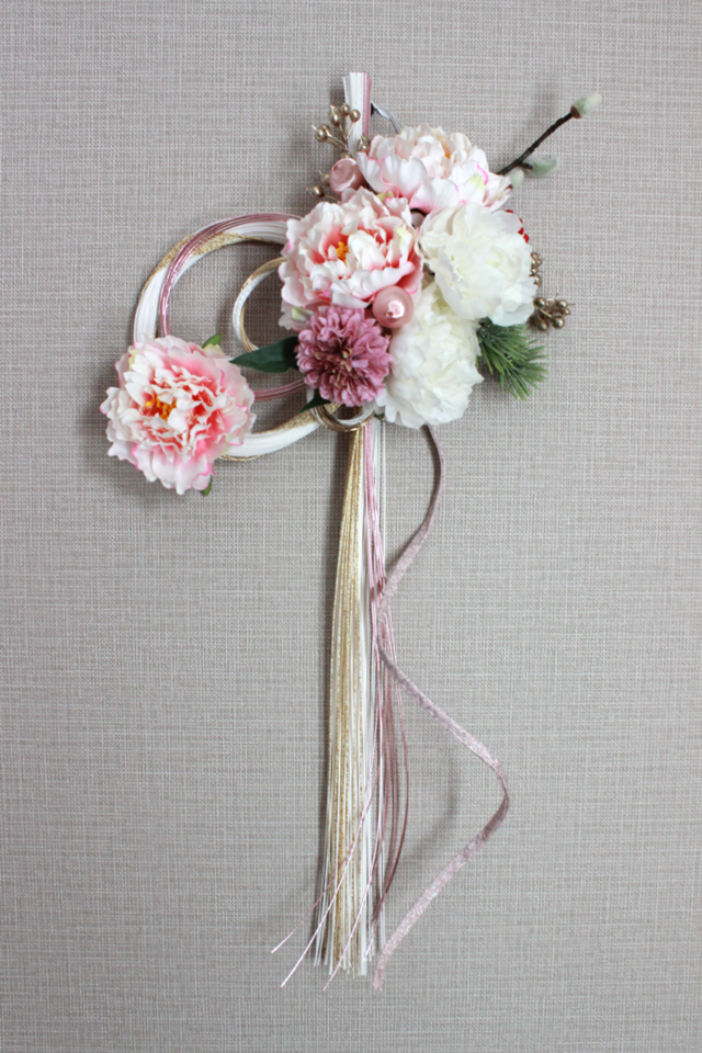 夢眩水引のしめ縄飾り＊アーティフィシャルフラワー 新春 玄関飾り