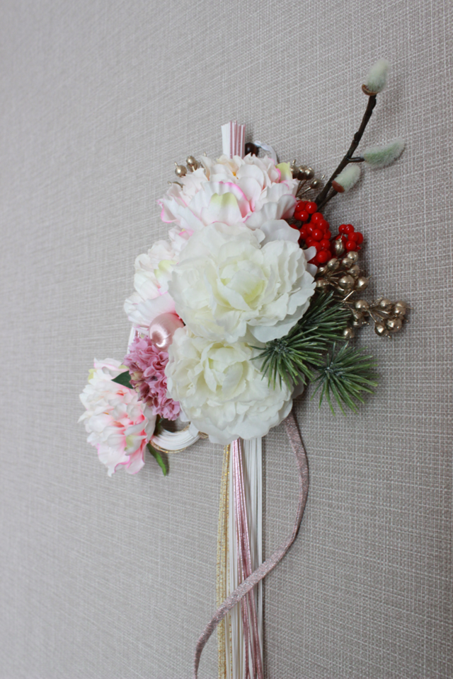 夢眩水引のしめ縄飾り＊アーティフィシャルフラワー 新春 玄関飾り