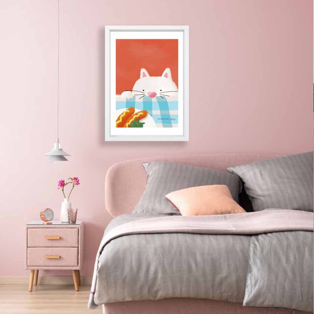 食べたら辛いよ ネコ 送料無料 プロのイラスト A4〜A0 ポスター アート