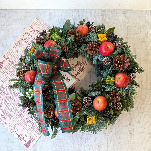 オレゴン産モミを使ったクリスマスリース/トナカイプレート