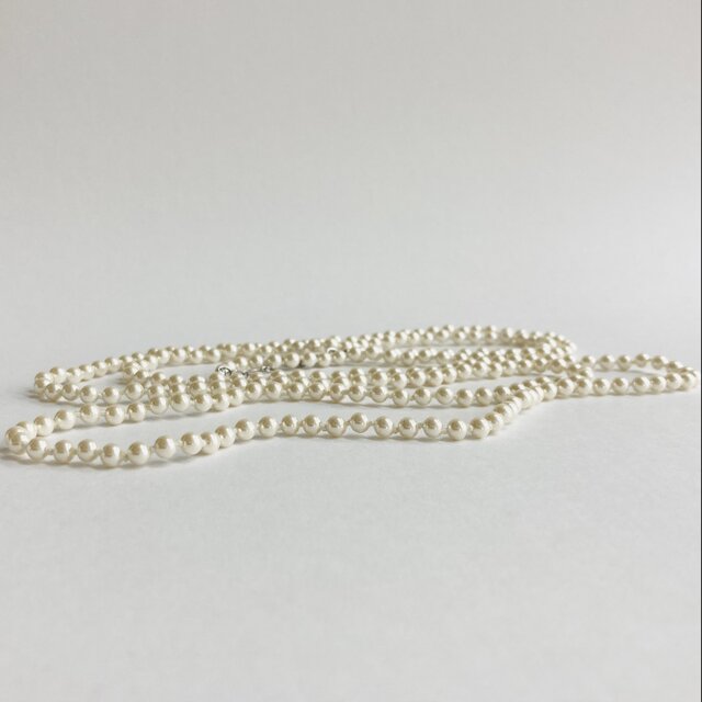ガラスベビーパール3Wayオールノットロングネックレス/4mm約120cm/Lt.クリーム/R/made in japan