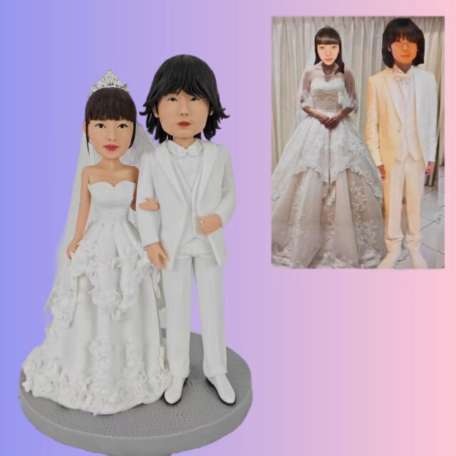 結婚祝い 結婚記念日 結婚式 新郎新婦 オーダーメイド 似顔絵 人形 プチギフト 写真から カップル そっくり　フィギュア