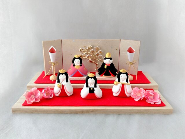 お雛様】 おひなさま 百花 五人飾り 「松の木 屏風」 | iichi 日々の