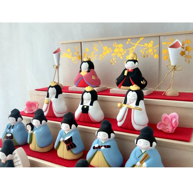お雛様】 おひなさま 百花 十五人飾り 「桃の花 屏風」 | iichi 日々の