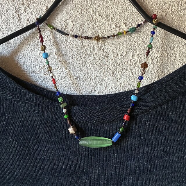 アフリカン＋古のネックレス。＠アフリカのビーズ＋世界中の古いビーズ