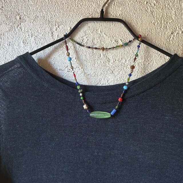 アフリカン＋古のネックレス。＠アフリカのビーズ＋世界中の古いビーズ