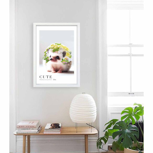 フラワーなハリネズミ 送料無料 プロのイラスト A4〜A0 ポスター