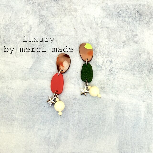 （一点もの）asymmetry color＋star beads