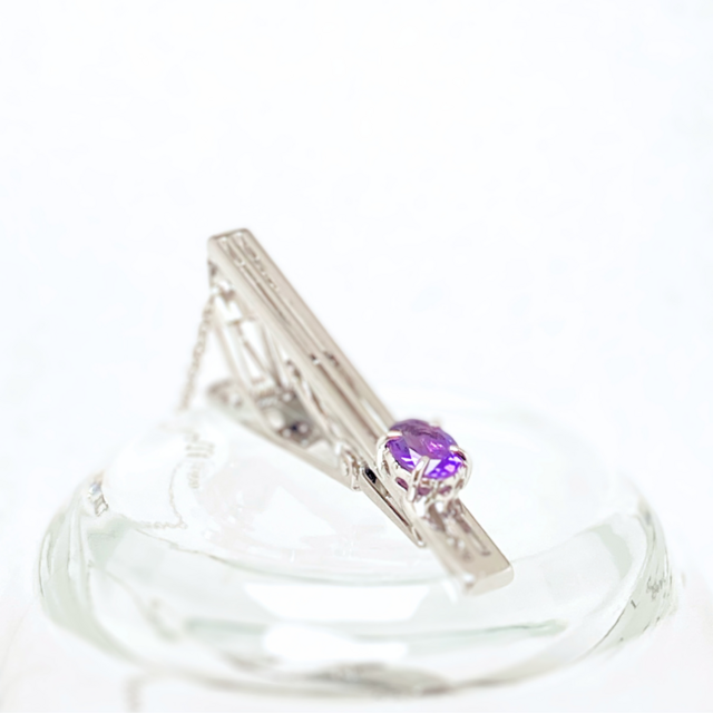 アウトレット 8mm 貴紳 アメシスト/紫水晶 天然石ネクタイピン