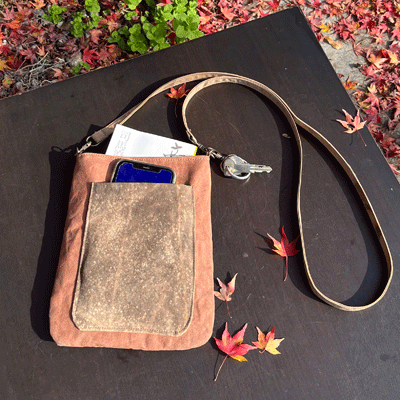ちょっと大きめ 柿渋染めポシェット25064