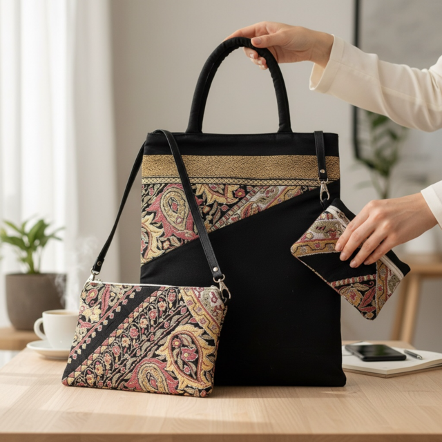 クリスマスギフト【送料込み】帯リメイク 3点セット ブラック | iichi