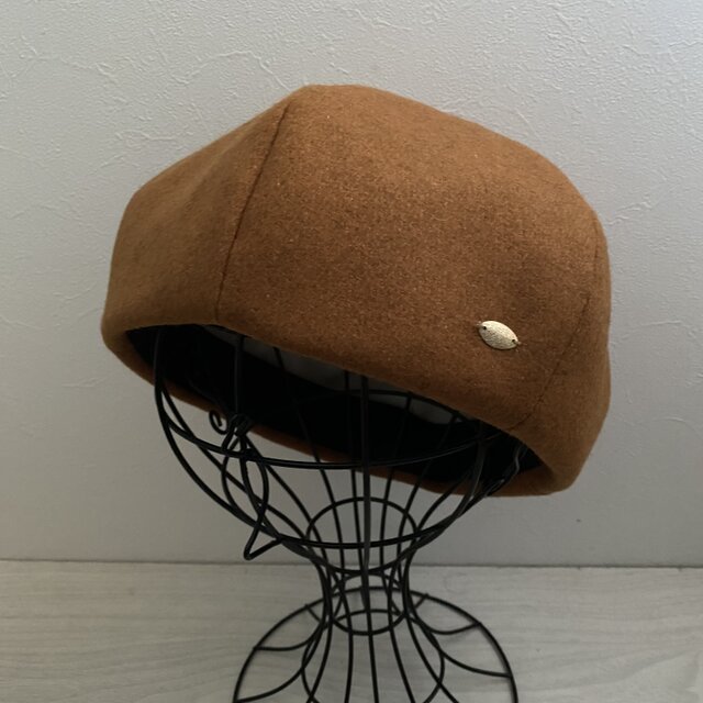 送料無料　シンプルウールのベレー帽（ブラウン）