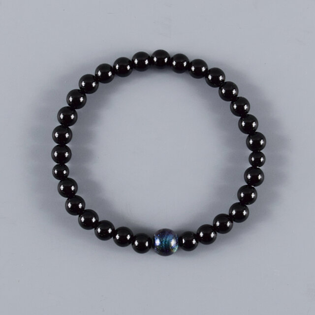 6mm 黒オニキス 漆玉 ブレスレット 腕輪 数珠 天然石 UDA221 | iichi