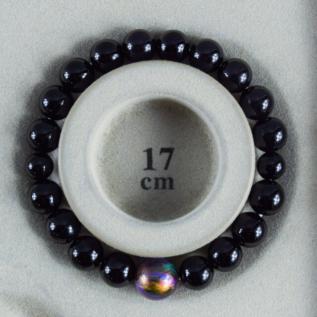 10mm 黒オニキス 漆玉 ブレスレット 腕輪 数珠 天然石 UDA222 | iichi