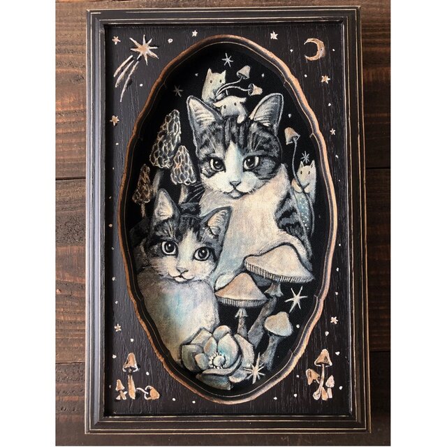 遠い記憶」額付 アート作品 原画 徳島洋子作品 アクリル画 猫 | iichi