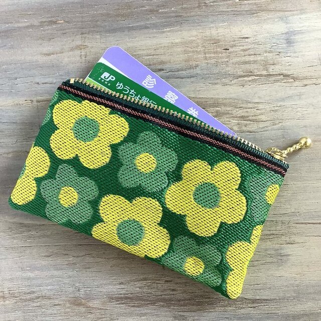 レトロポップ花柄】畳縁 ぺたんこ ミニポーチ 小銭入れ カードケース