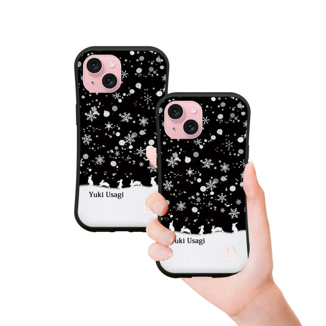 グリップケース iPhoneケース【雪うさぎ】（名入れ可）