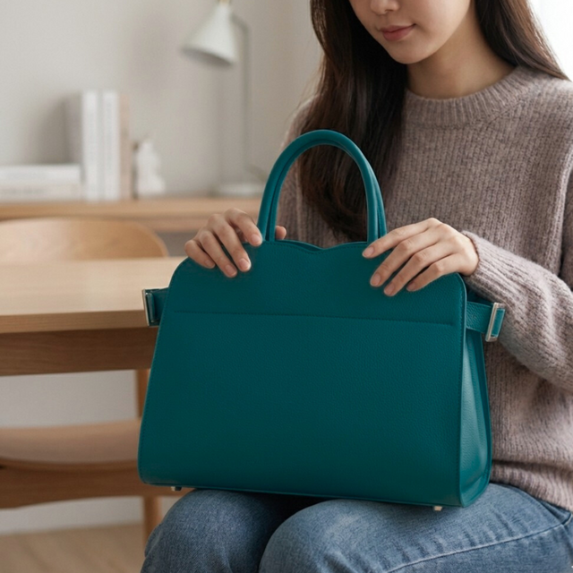 ターコイズブルー イタリアン植物タンニンなめし革のA4対応