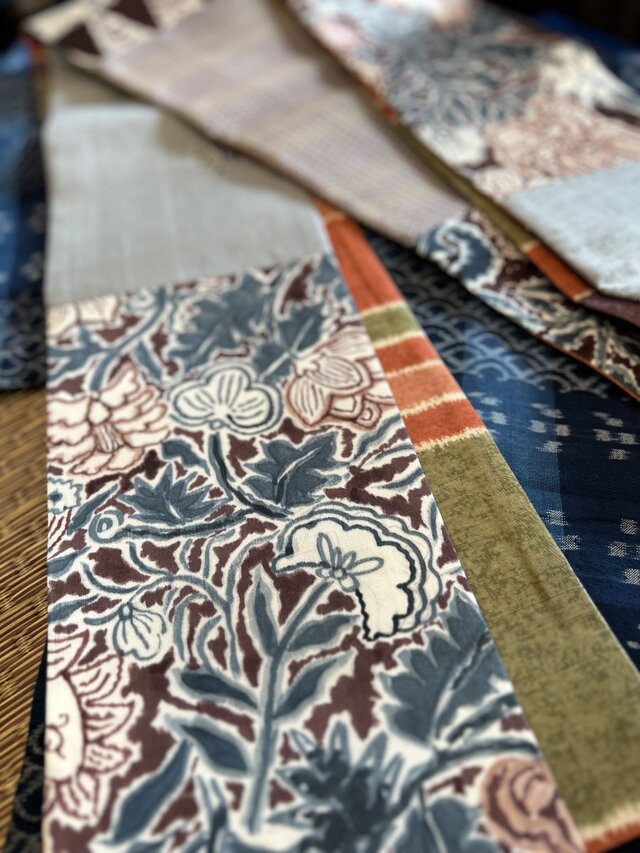 唯屋オリジナル古布縫い合わせ半幅帯