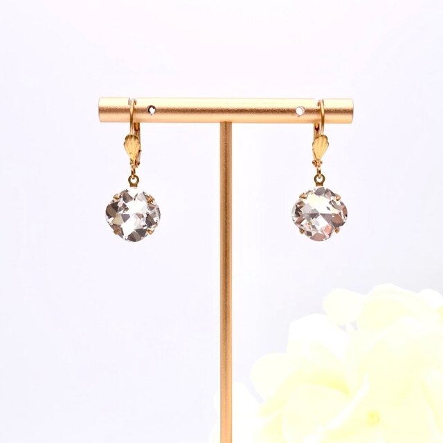 【アメリカ買付】ヴィンテージ クリスタルガラス ドロップイヤリング＊Classic Clear Stone1950s-1960s