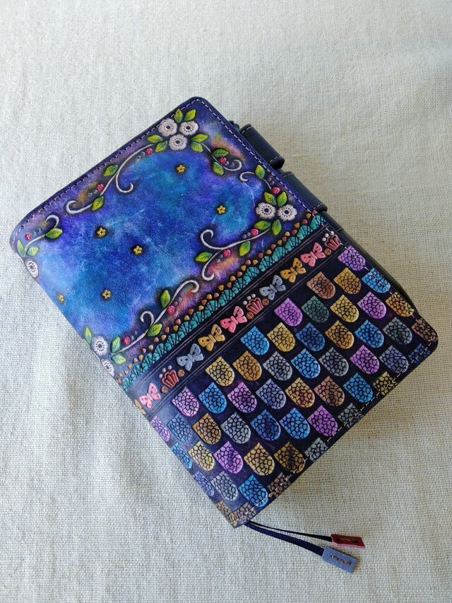 ほぼ日手帳対応 牛革文庫サイズ手帳カバー 刻印＆拭き染め | iichi