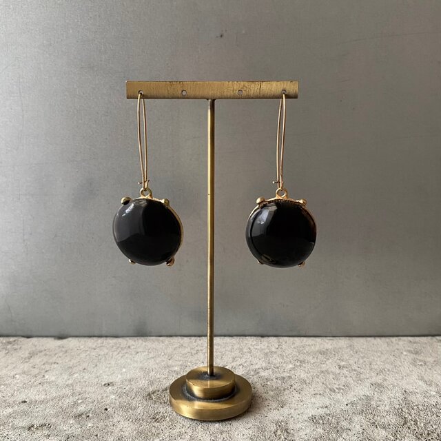 Vintage 00s USA retro big black stone pierces