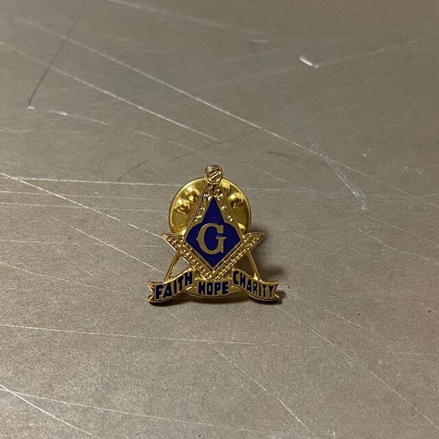 Vintage USA Freemason blue enameled Faith hope charity pinbrooch