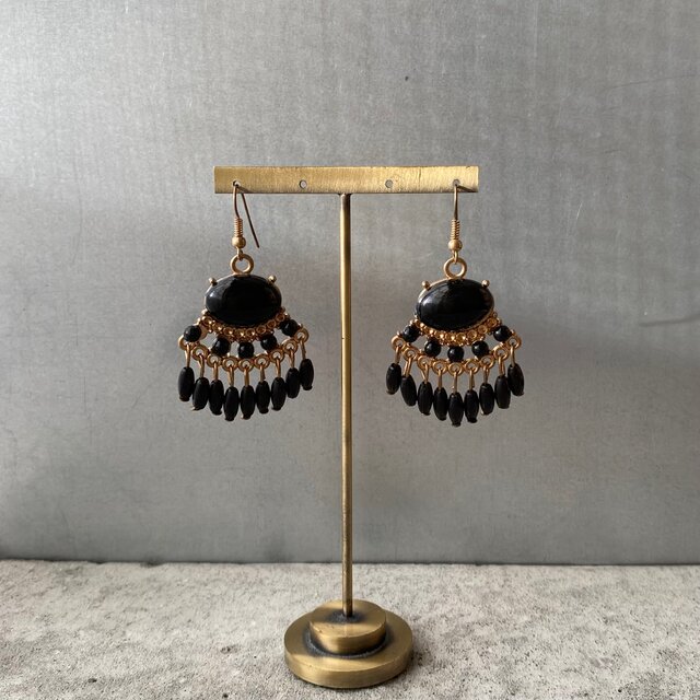 Vintage 80s-90s USA retro black beads fringe pierces