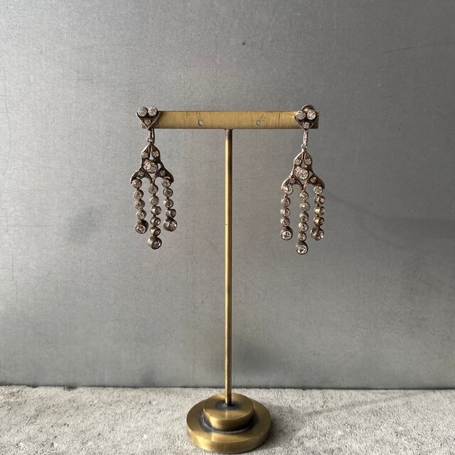 Vintage 50s-60s USA retro crystal bijou fringe design earring