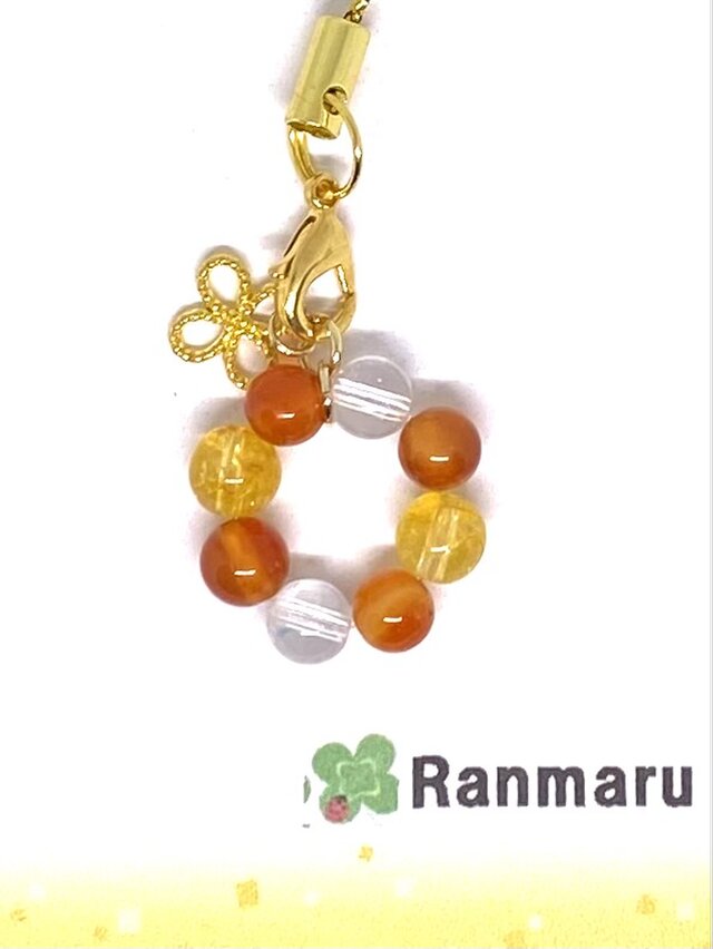 シトリン/カーネリアン/パワーストーン/天然石/誕生石/花/可愛い/ストラップ/キーホルダー⭐️