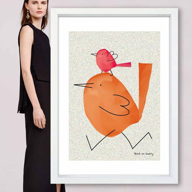 親子で急ぐ鳥　鳥　送料無料 　プロのイラスト　A4〜A0　ポスター　アートポスター　アート/sei検索新着順　2571