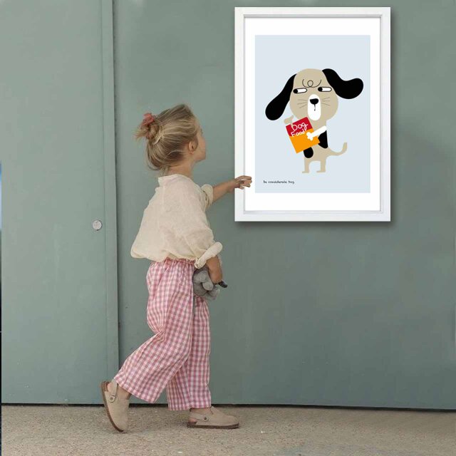 おやつ食べる〜？ 犬 送料無料 プロのイラスト A4〜A0 ポスター アート