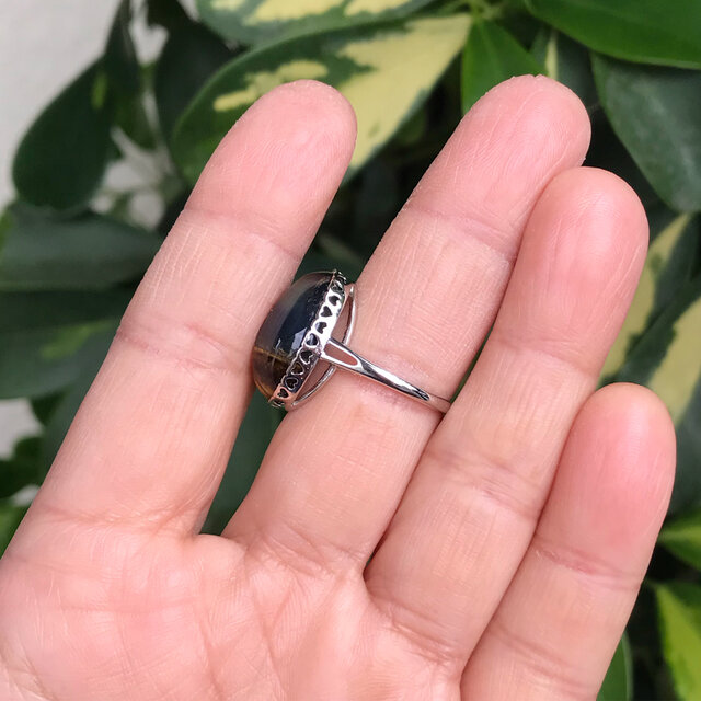 ブルーブラックタイガーアイ タイガーアイ 虎目石 天然石 指輪