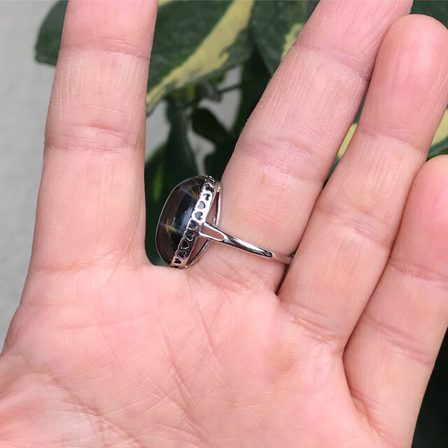 ブルーブラックタイガーアイ タイガーアイ 天然石 虎目石 指輪