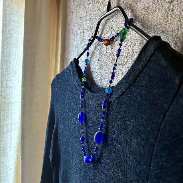 ＊古のフリーダムなネックレス@アジアのビーズ＋フランスデッドストックビーズ＋ドゴンビーズなど