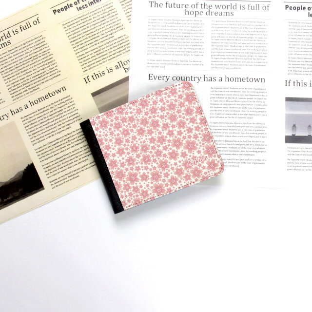 （送料無料）二つ折り財布（かぶせ蓋タイプ）【さくら柄】（名入れ可）