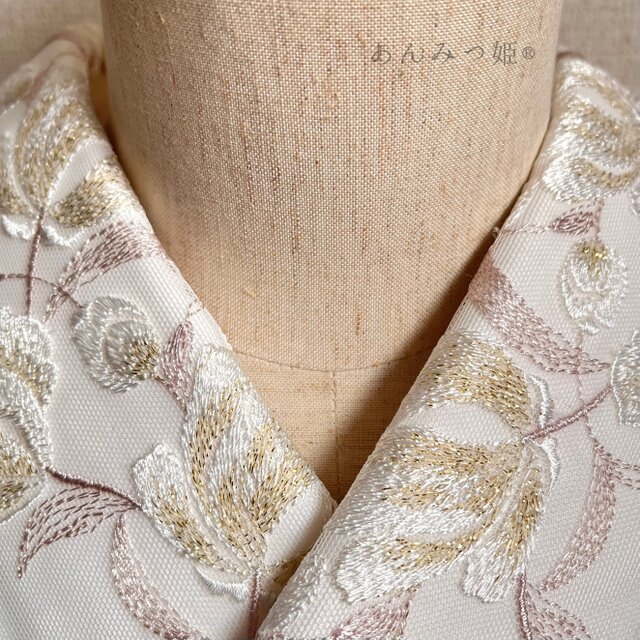 洗える刺繍半衿 もくれん