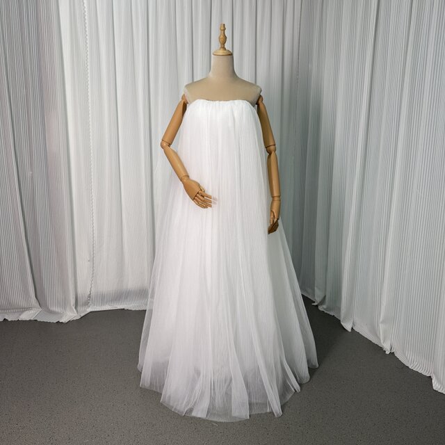 ウエディングドレス ベアトップ 揺らめく裾 ロング 細見えシルエット ファスナー 2次会/合コン