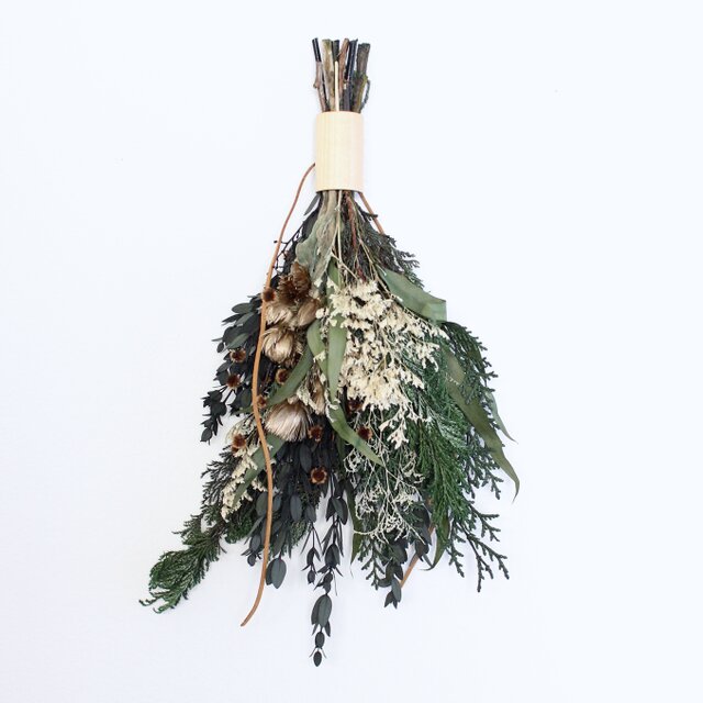 ＜クリスマス＞木と花のスワッグ３