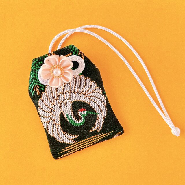 激レア】和風 守り巾着 鶴の刺繍付き 【公式通販】