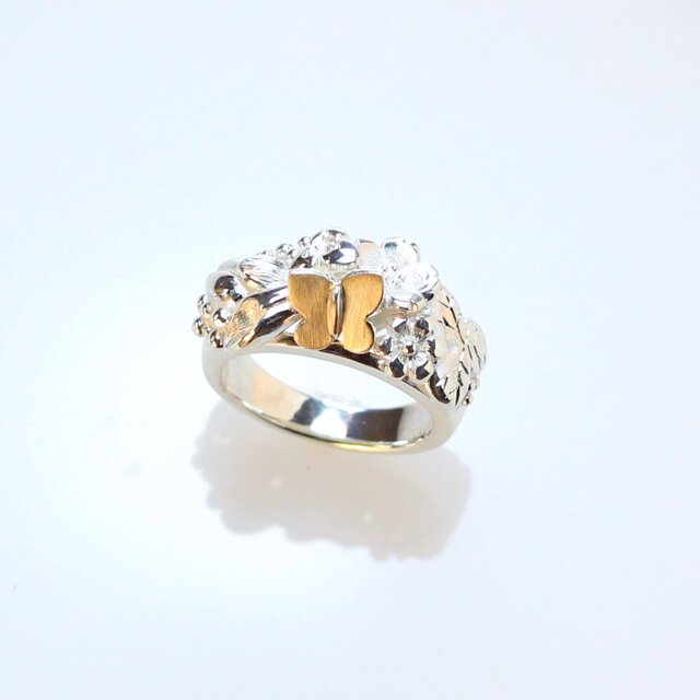 Sv925・K10YG フラワーリング