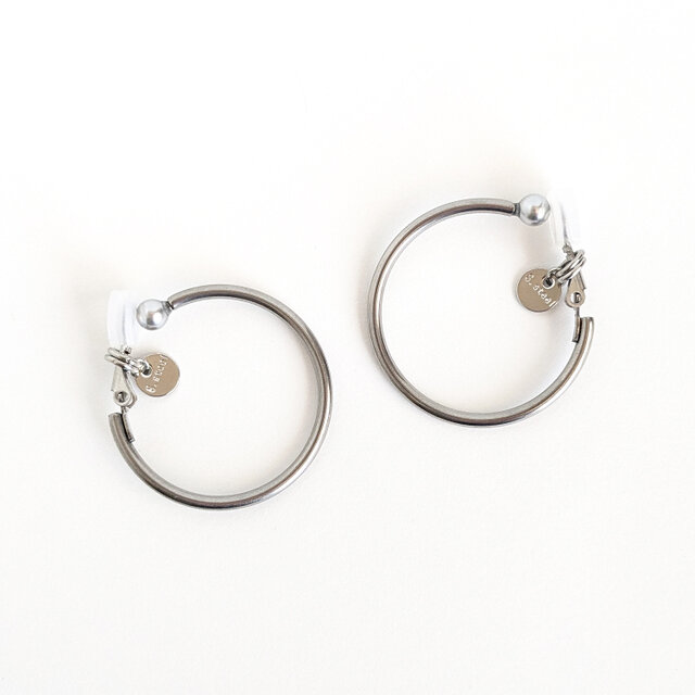 SUS316＊3cmフープイヤリング[Simple hoop & coin/Silver]刻印 コイン