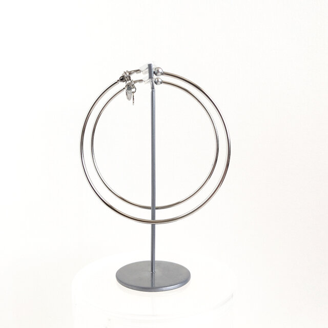 SUS316＊7cmフープイヤリング[Simple hoop & coin/Silver]刻印 コイン