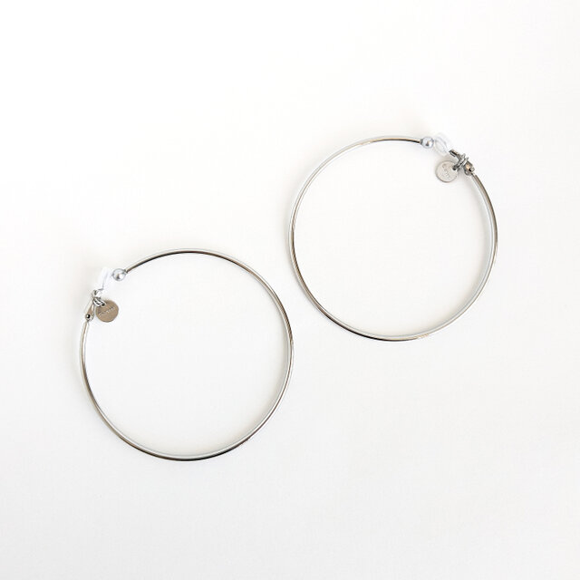 SUS316＊7cmフープイヤリング[Simple hoop & coin/Silver]刻印 コイン