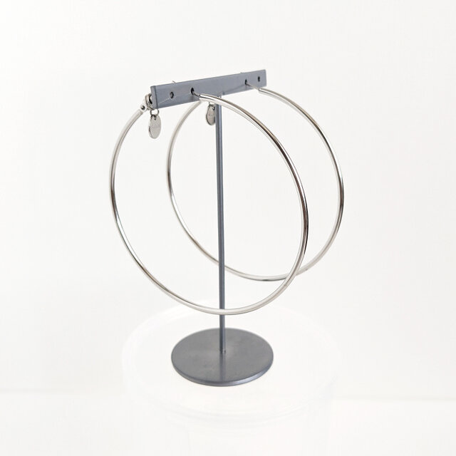 ポメころび❤️サージカルステンレス316L フープピアス SUS316＊7cmフープピアス[Simple hoop & coin/Silver]刻印 コイン