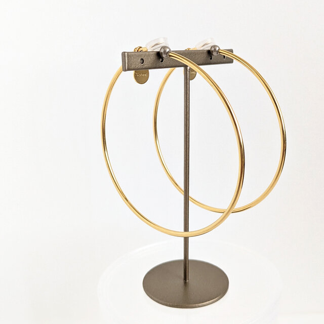 SUS316＊7cmフープイヤリング[Simple hoop & coin/Gold]刻印 コイン サージカルステンレス