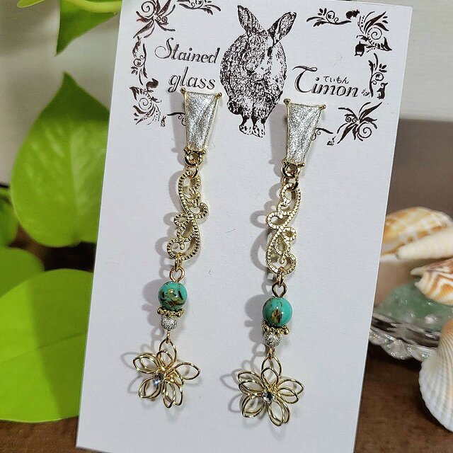 フランジパニ ポストピアス シャイニーシルバー sea♡ハンドメイドNo.915