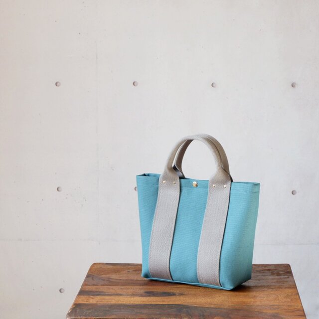 倉敷帆布のアーバントート◇Ｓ◇ターコイズ×グレー
